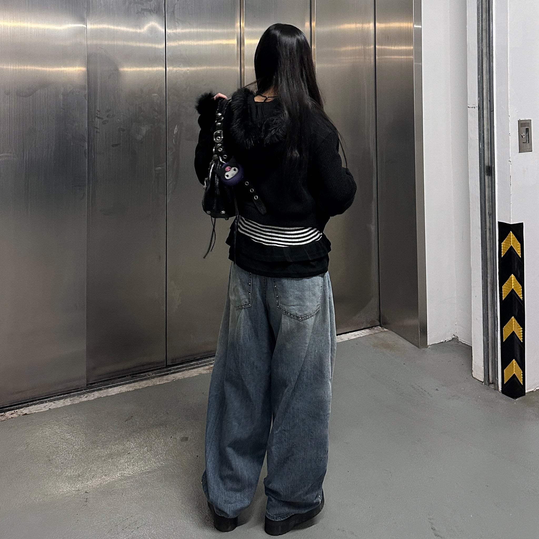 [SUMMER] 銀釘SLUB竹節棉輕盈薄款BALLOON DENIM PANTS/ 1色