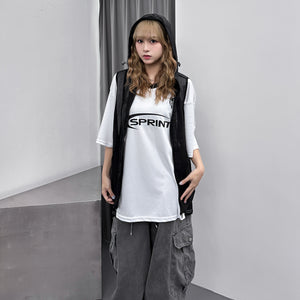 [UNISEX] SEE-THROUGH HOOD ZIP-UP VEST/ 2色