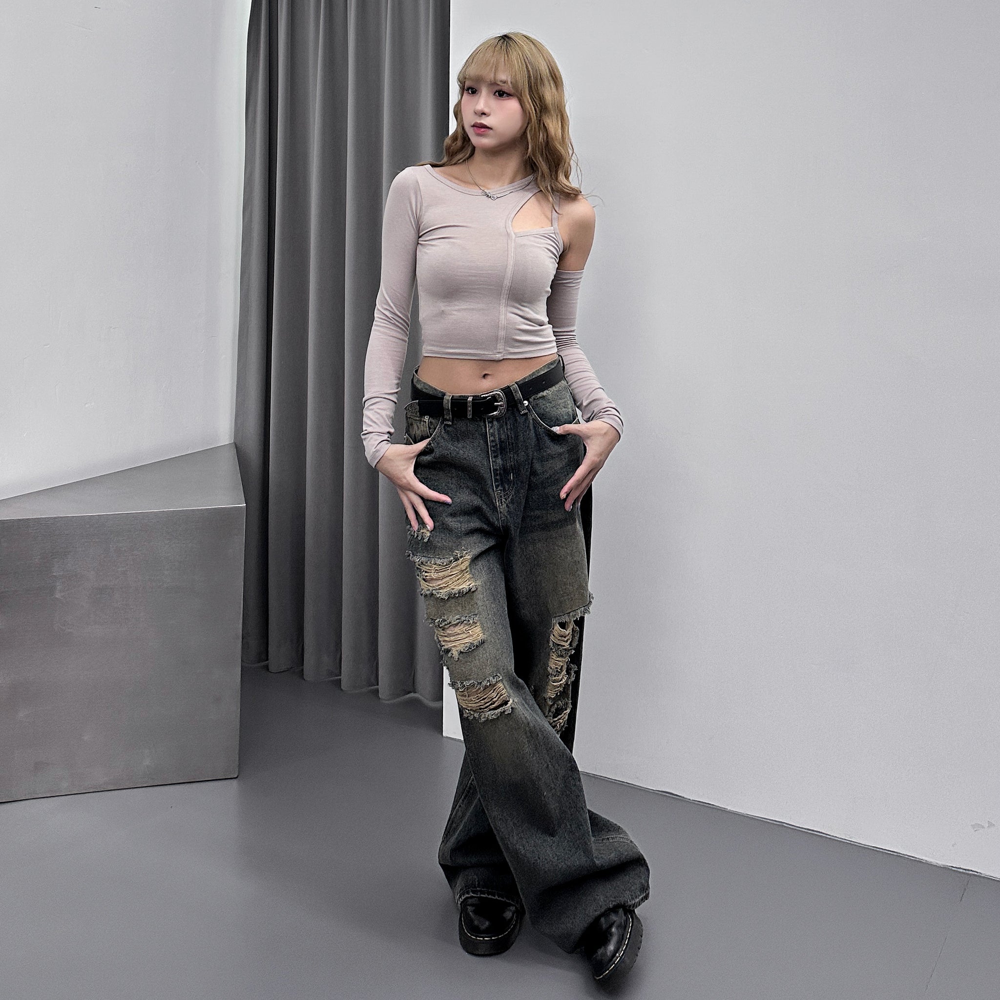 SUPER DAMAGE WASHING DENIM PANTS/ 2色