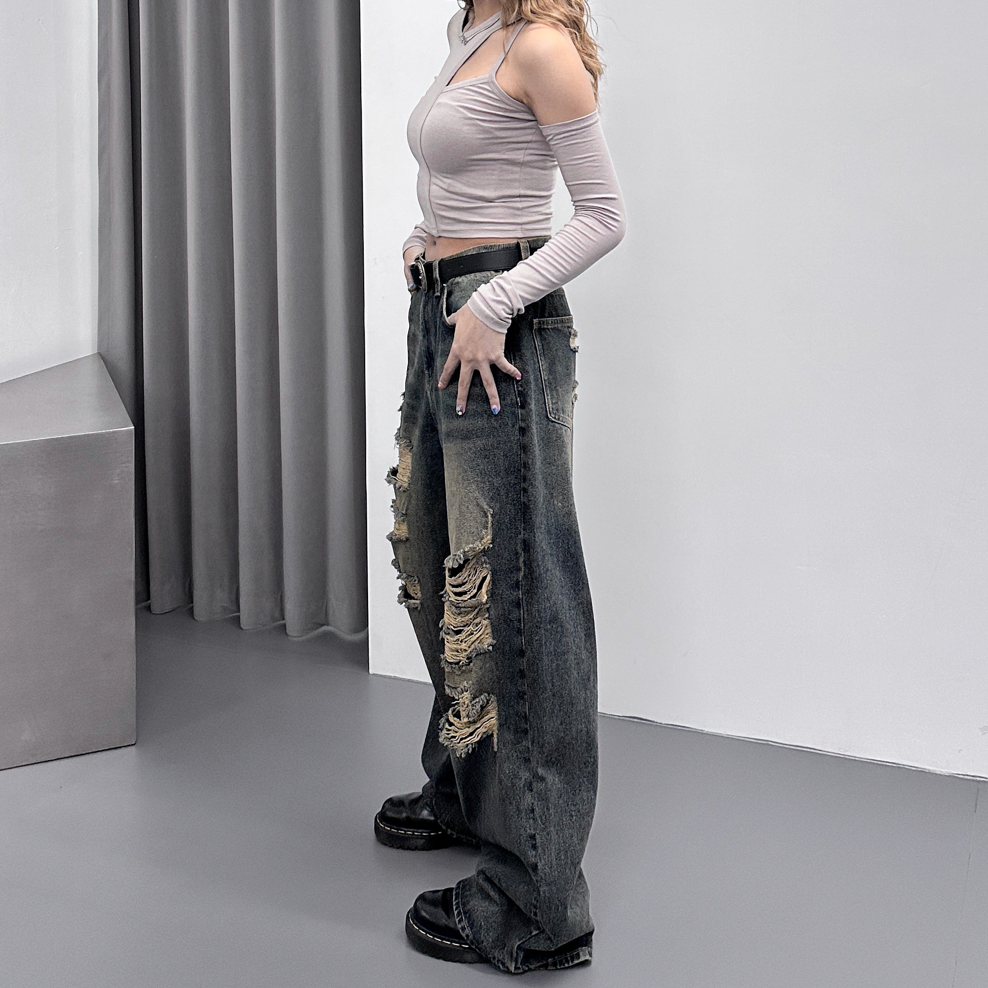 SUPER DAMAGE WASHING DENIM PANTS/ 2色