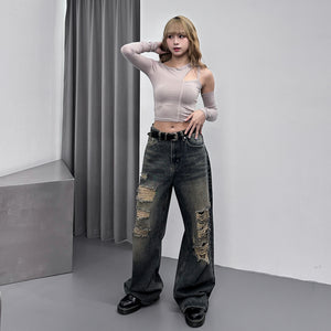 SUPER DAMAGE WASHING DENIM PANTS/ 2色
