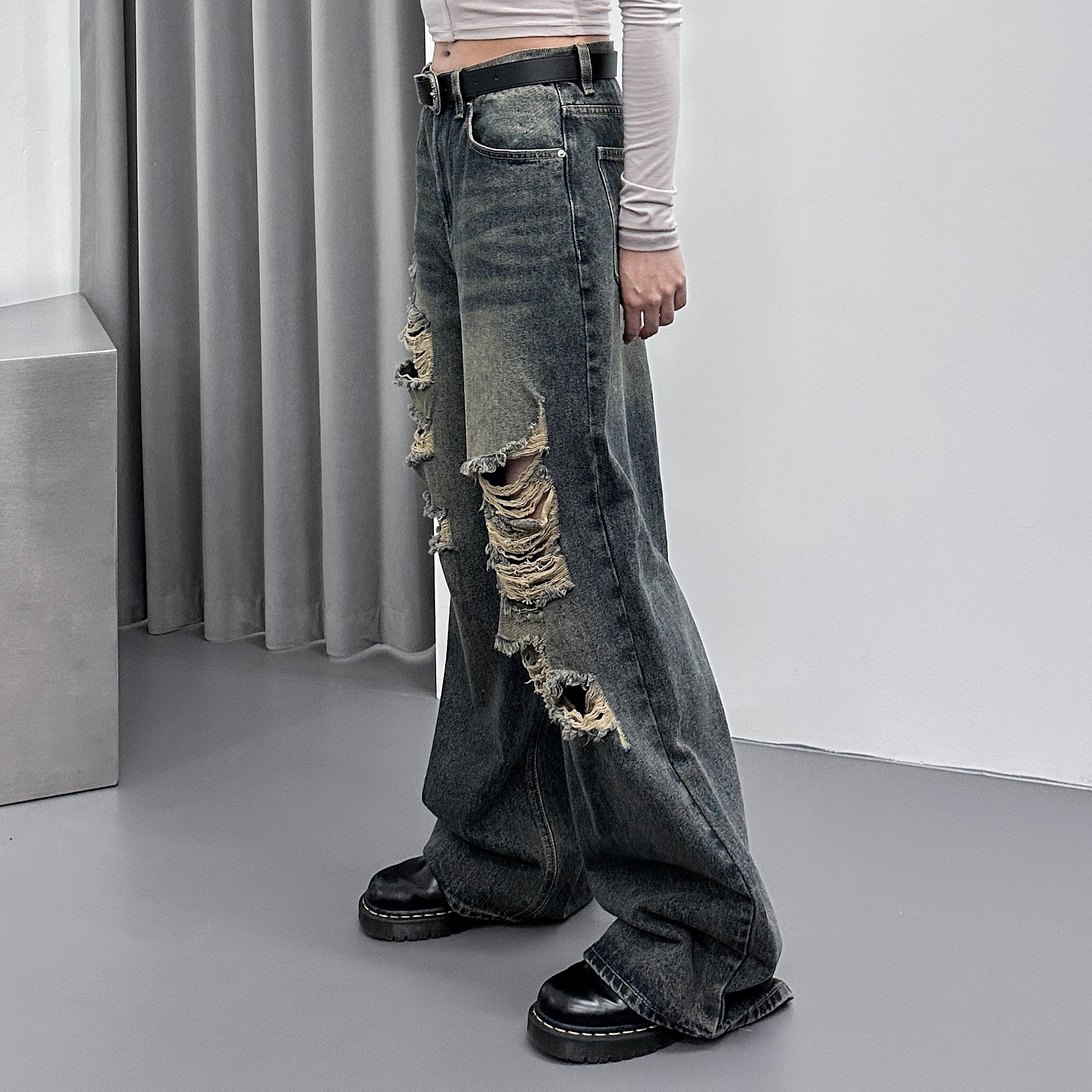 SUPER DAMAGE WASHING DENIM PANTS/ 2色