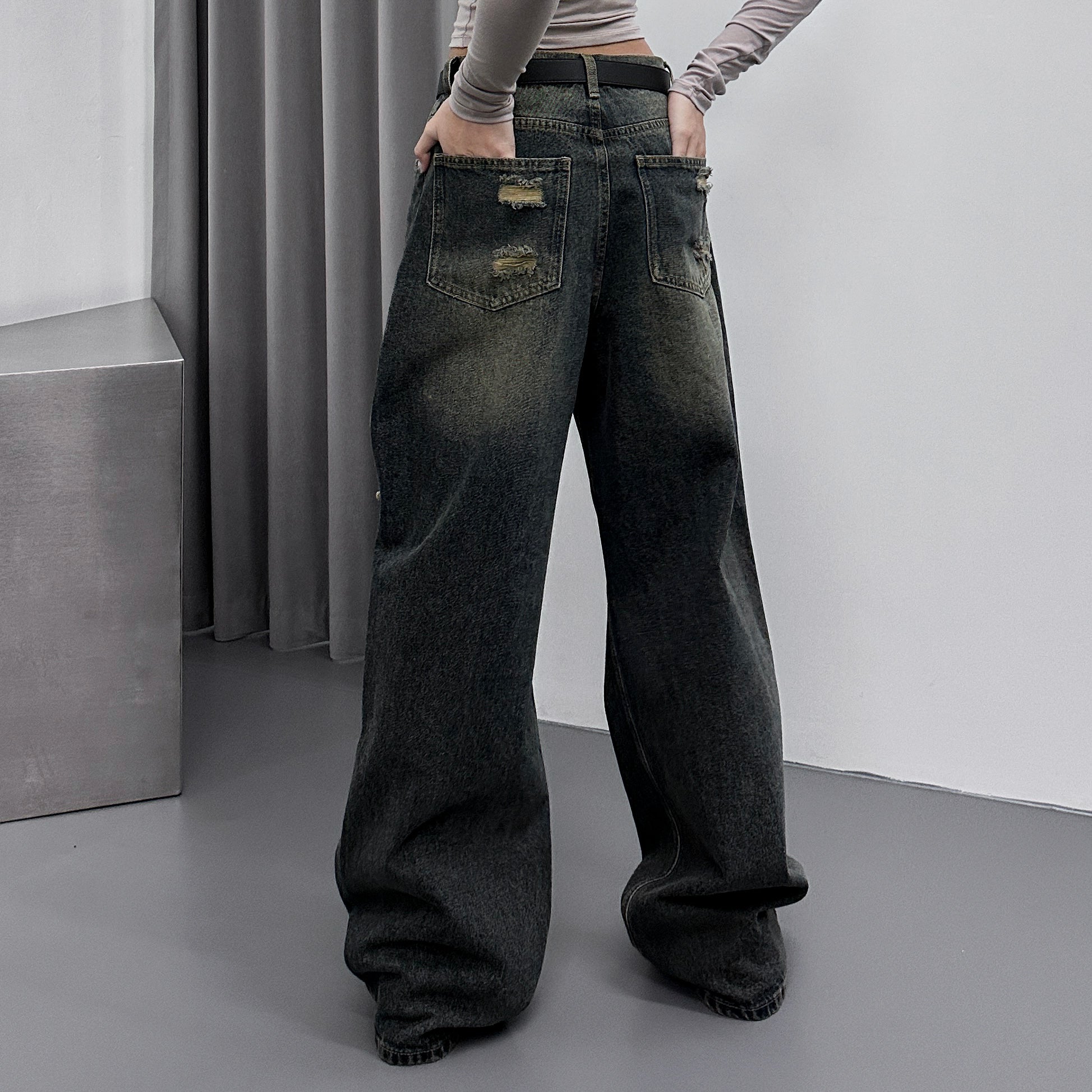 SUPER DAMAGE WASHING DENIM PANTS/ 2色