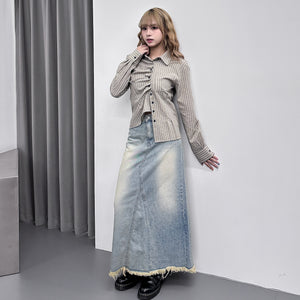 SUMMER BLUE A-CUT DENIM LONG SKIRT/ 1色