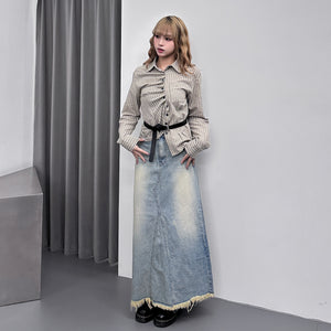 SUMMER BLUE A-CUT DENIM LONG SKIRT/ 1色