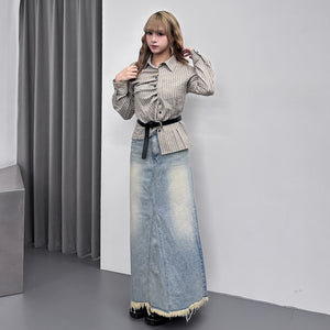 SUMMER BLUE A-CUT DENIM LONG SKIRT/ 1色