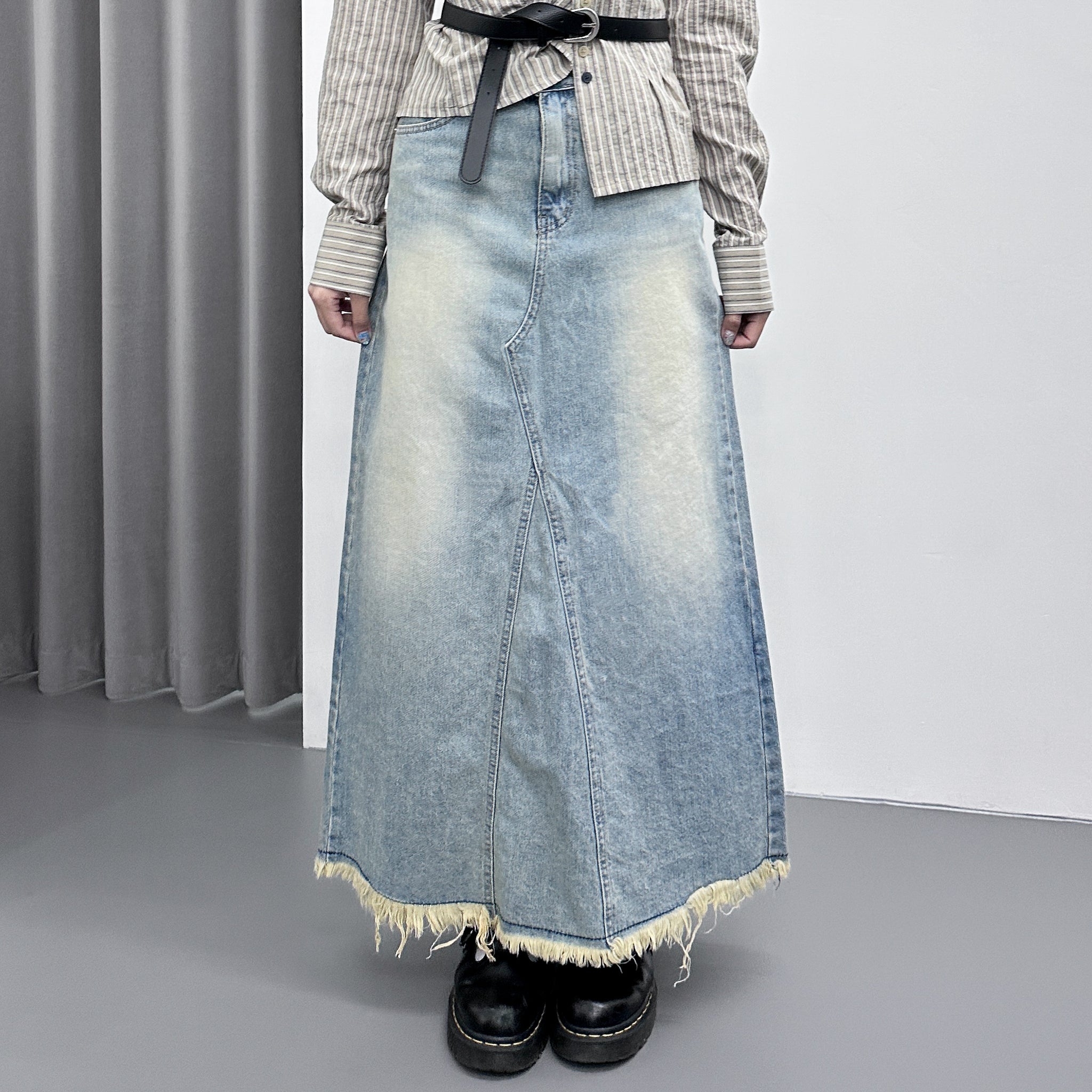 SUMMER BLUE A-CUT DENIM LONG SKIRT/ 1色