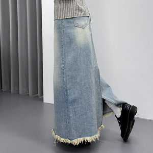 SUMMER BLUE A-CUT DENIM LONG SKIRT/ 1色