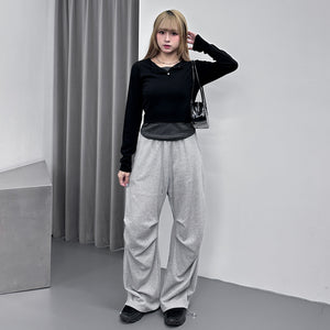 假兩件STRIPED BUTTON LAYERED LONG SLEEVE/ 2色