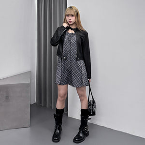 SPRING PLAID LAYERED NASHI DRESS/ 2色