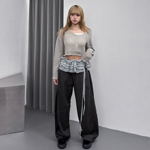 [兩用OK!] LACE LAYERED FRILL BELT/ BELT SKIRT/ 2色