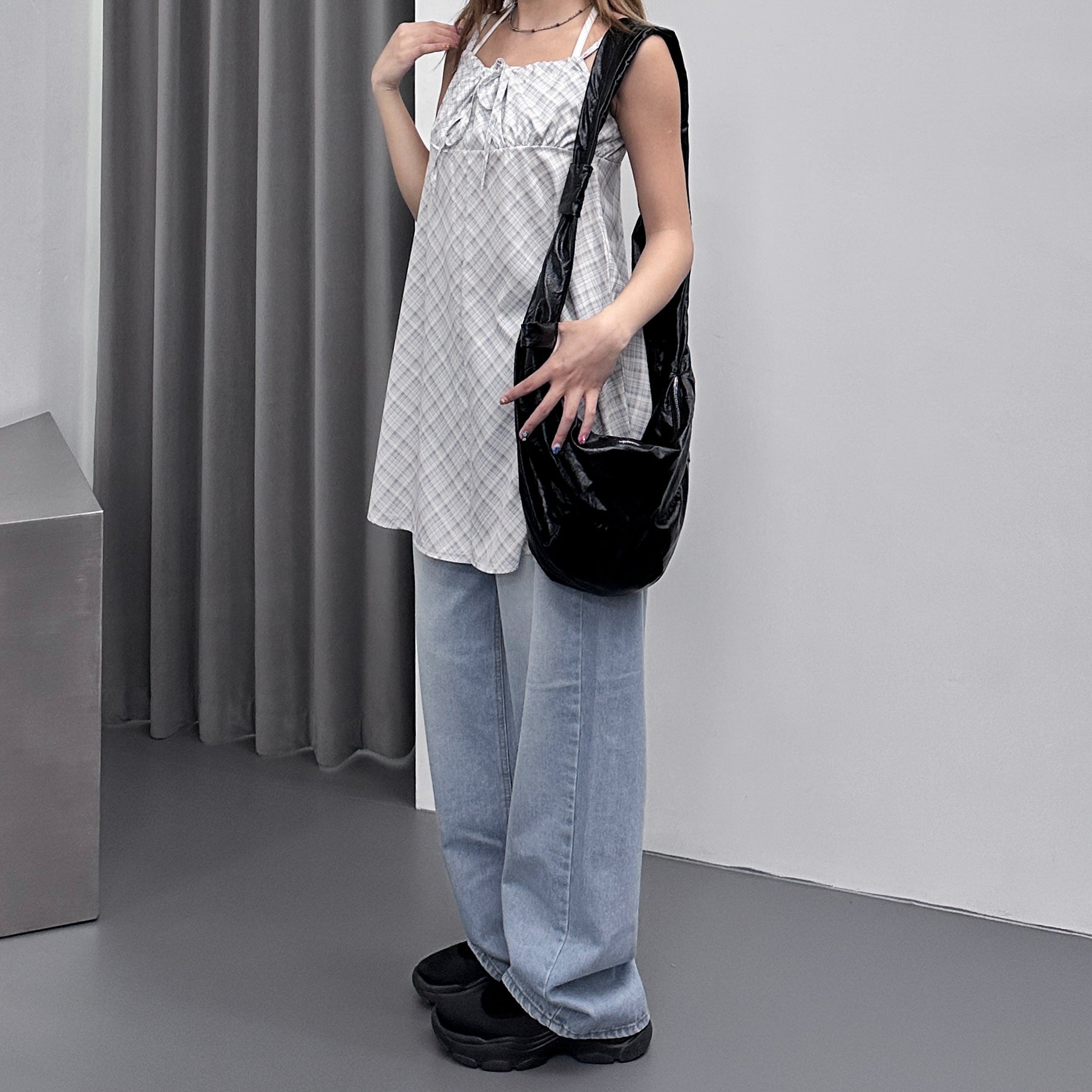 SPRING PLAID LAYERED NASHI DRESS/ 2色