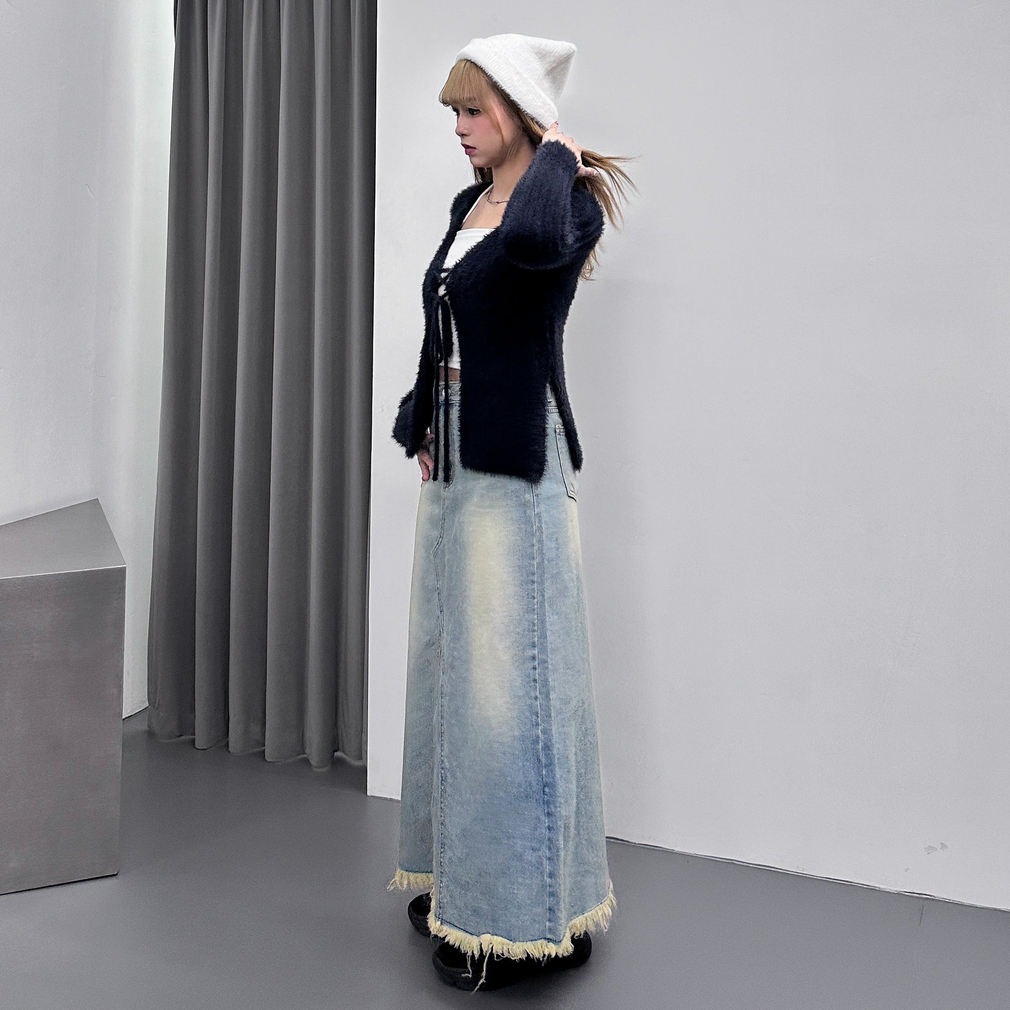 SUMMER BLUE A-CUT DENIM LONG SKIRT/ 1色