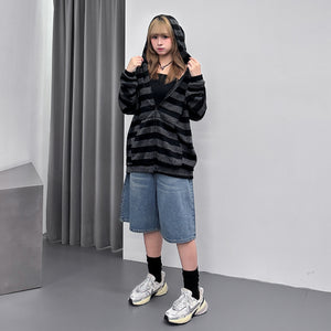 [UNISEX] 春夏適用!! 橫間半透帽款外套/ 2色