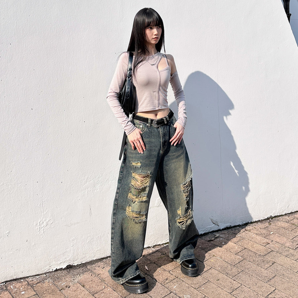SUPER DAMAGE WASHING DENIM PANTS/ 2色