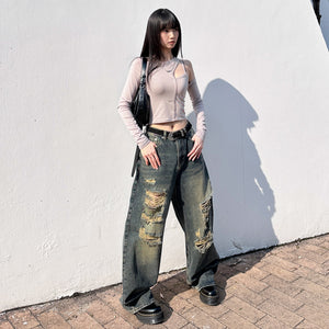 SUPER DAMAGE WASHING DENIM PANTS/ 2色