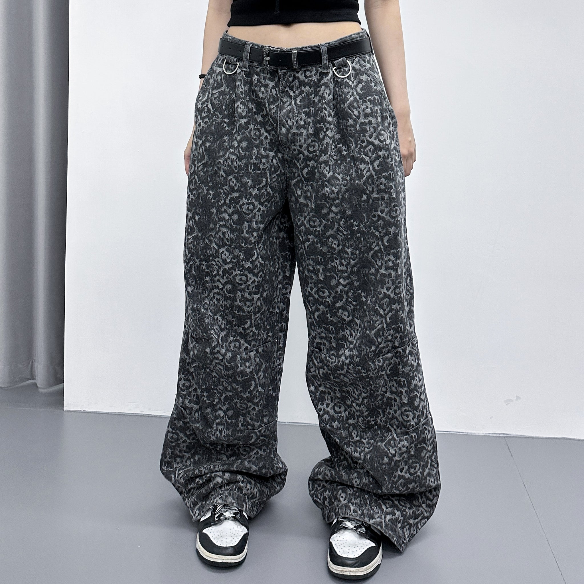 RIVET LEOPARD WIDE DENIM PANTS/ 1色