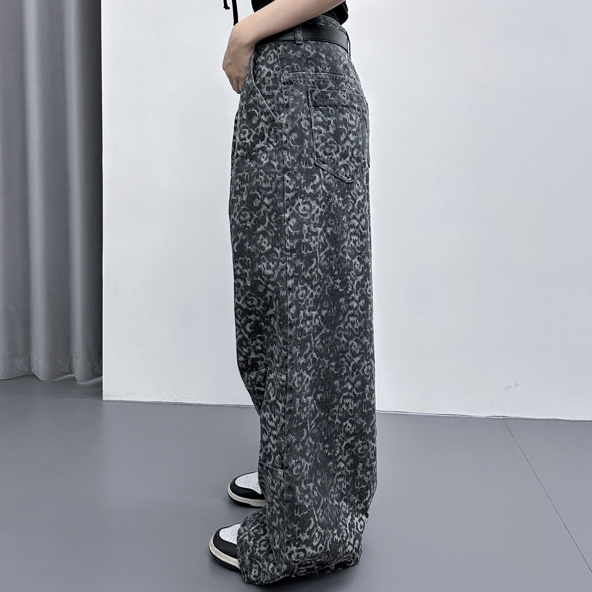 RIVET LEOPARD WIDE DENIM PANTS/ 1色