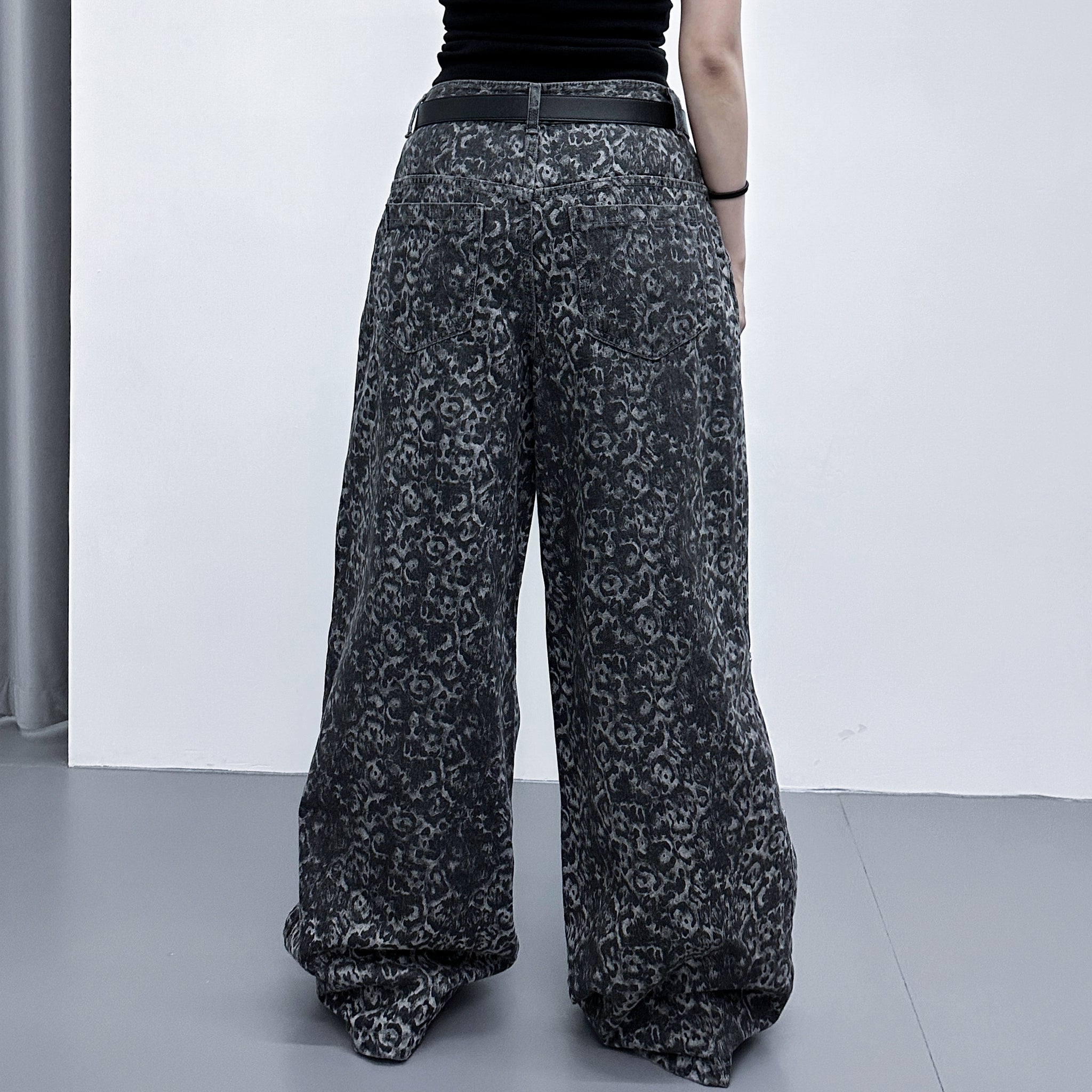 RIVET LEOPARD WIDE DENIM PANTS/ 1色