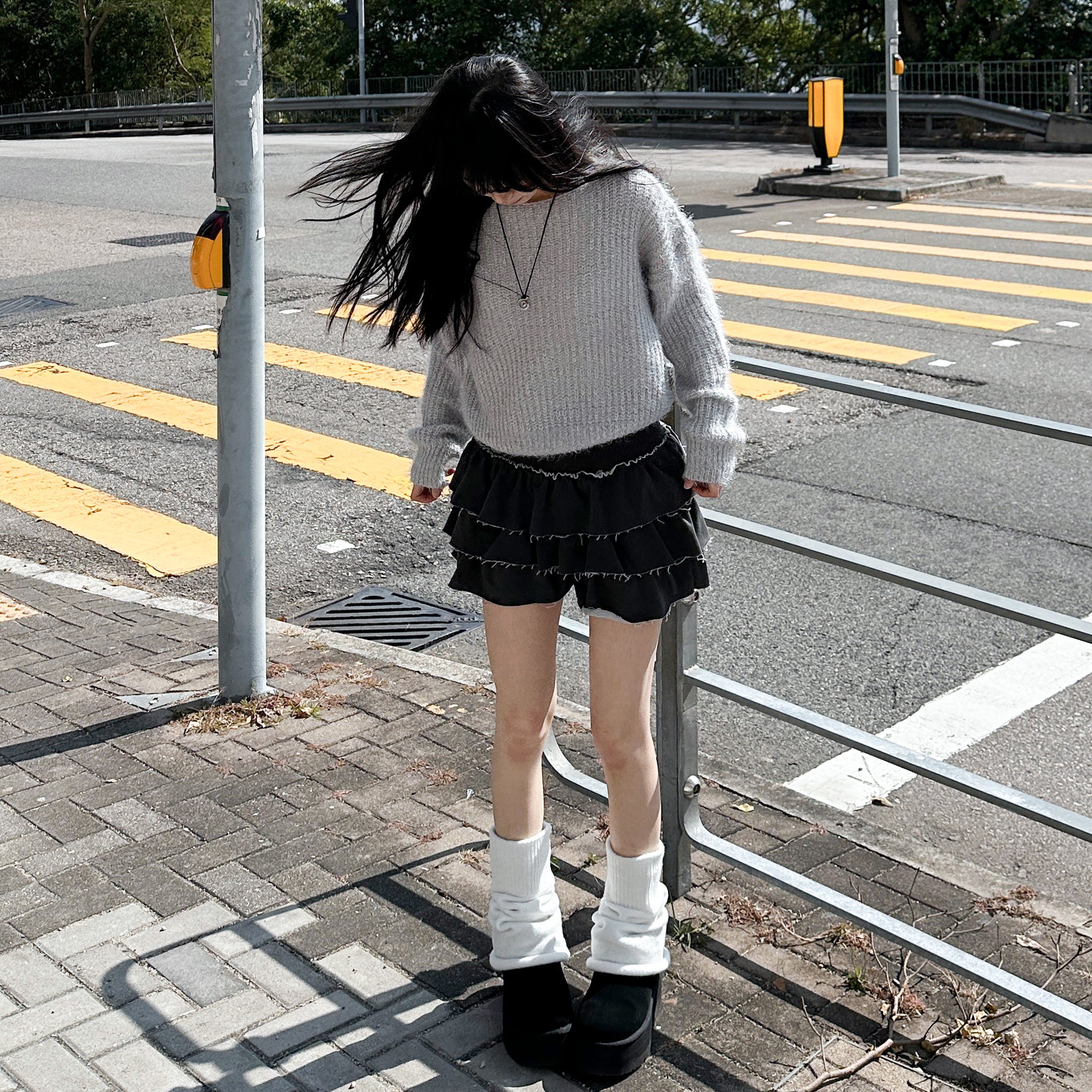 PIGMENT FRINGE RUFFLE SKIRT PANTS/ 2色