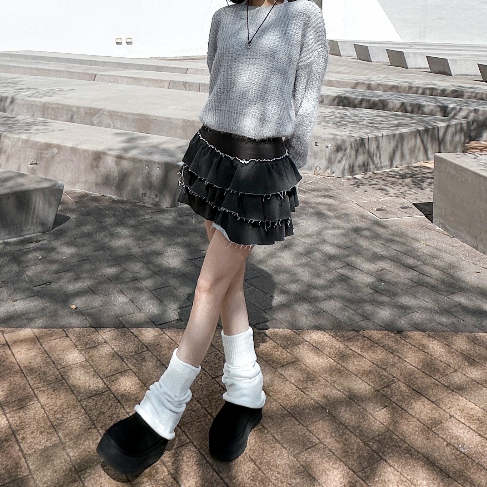 PIGMENT FRINGE RUFFLE SKIRT PANTS/ 2色