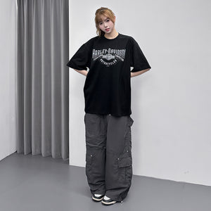 [UNISEX] RIVET WIDE NYLON PANTS/ 2色