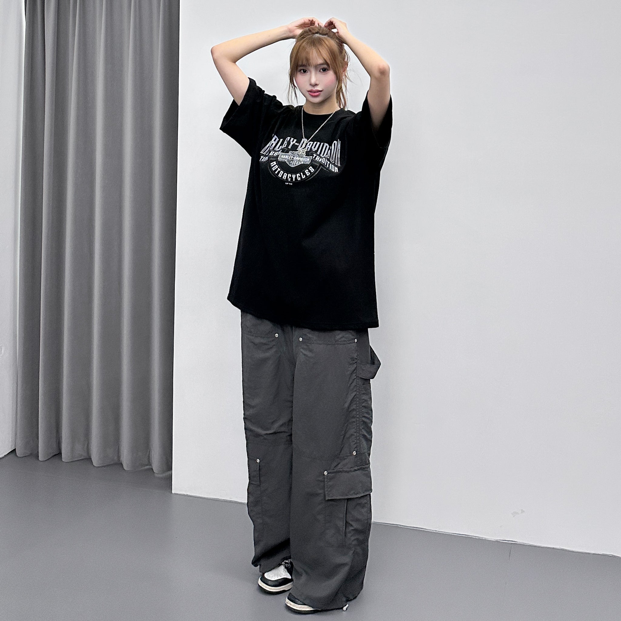 [UNISEX] RIVET WIDE NYLON PANTS/ 2色