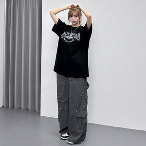 [UNISEX] RIVET WIDE NYLON PANTS/ 2色