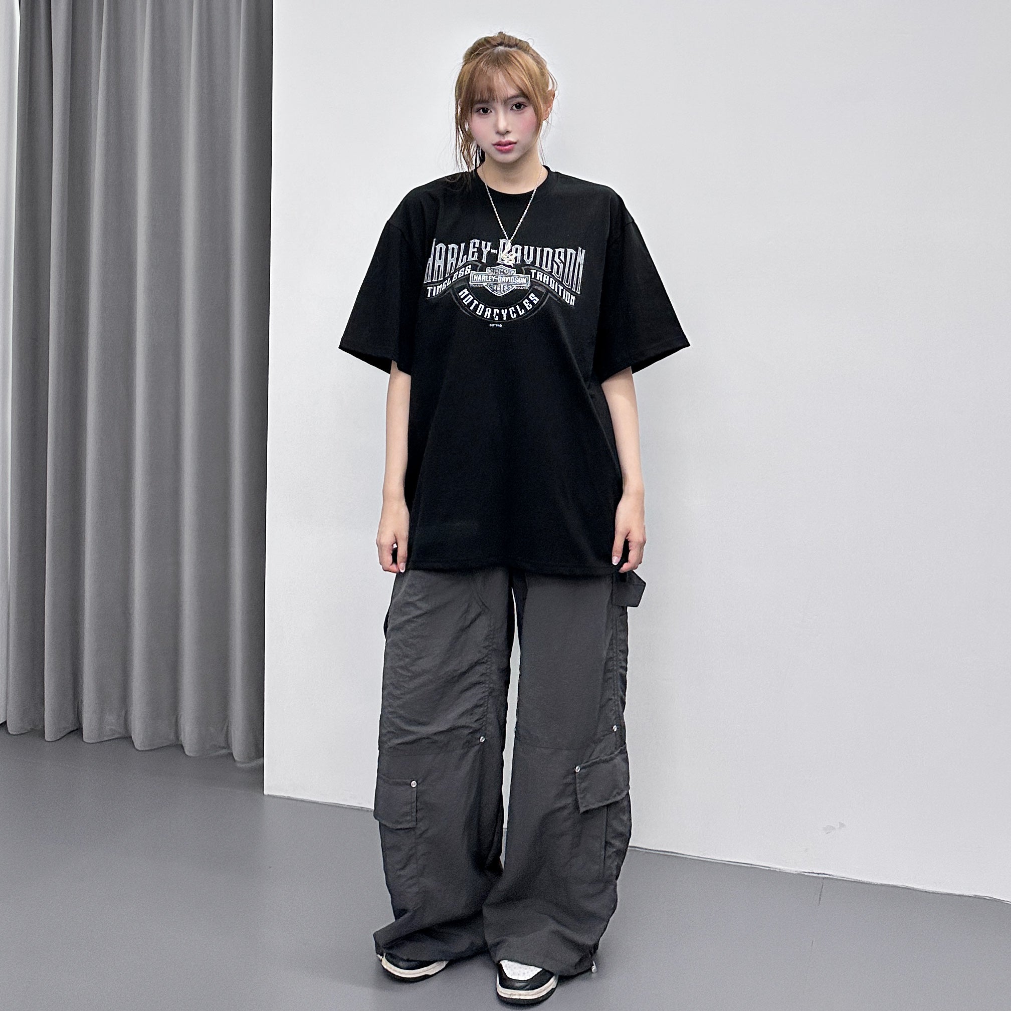 [UNISEX] RIVET WIDE NYLON PANTS/ 2色