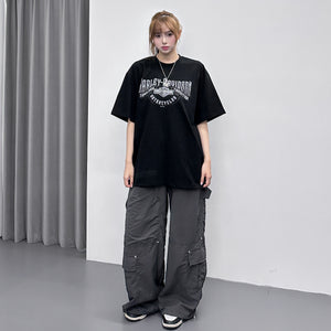 [UNISEX] RIVET WIDE NYLON PANTS/ 2色