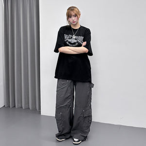 [UNISEX] RIVET WIDE NYLON PANTS/ 2色