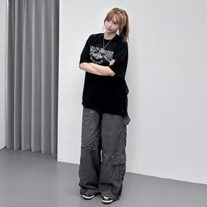 [UNISEX] RIVET WIDE NYLON PANTS/ 2色