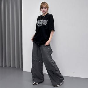 [UNISEX] RIVET WIDE NYLON PANTS/ 2色