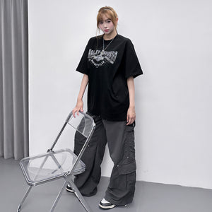 [UNISEX] RIVET WIDE NYLON PANTS/ 2色