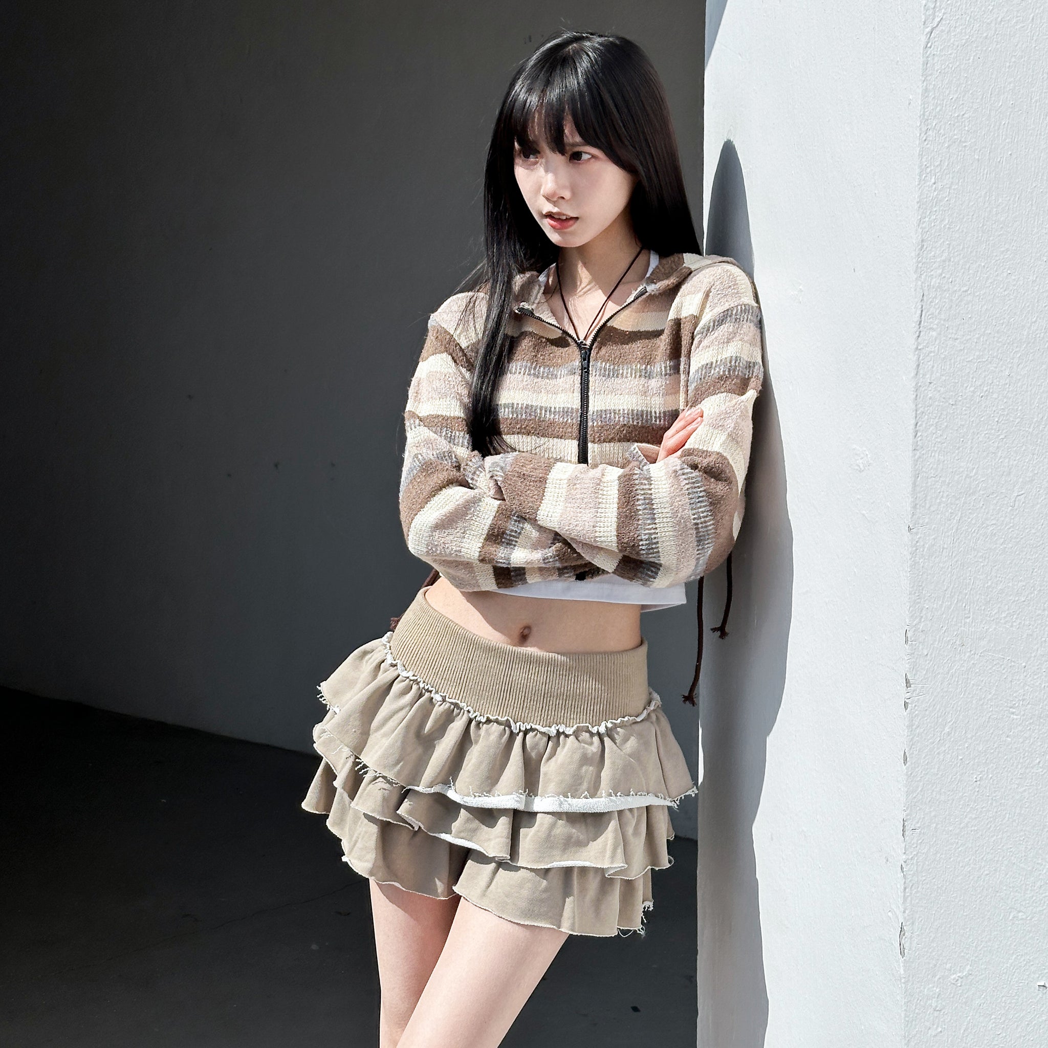 PIGMENT FRINGE RUFFLE SKIRT PANTS/ 2色