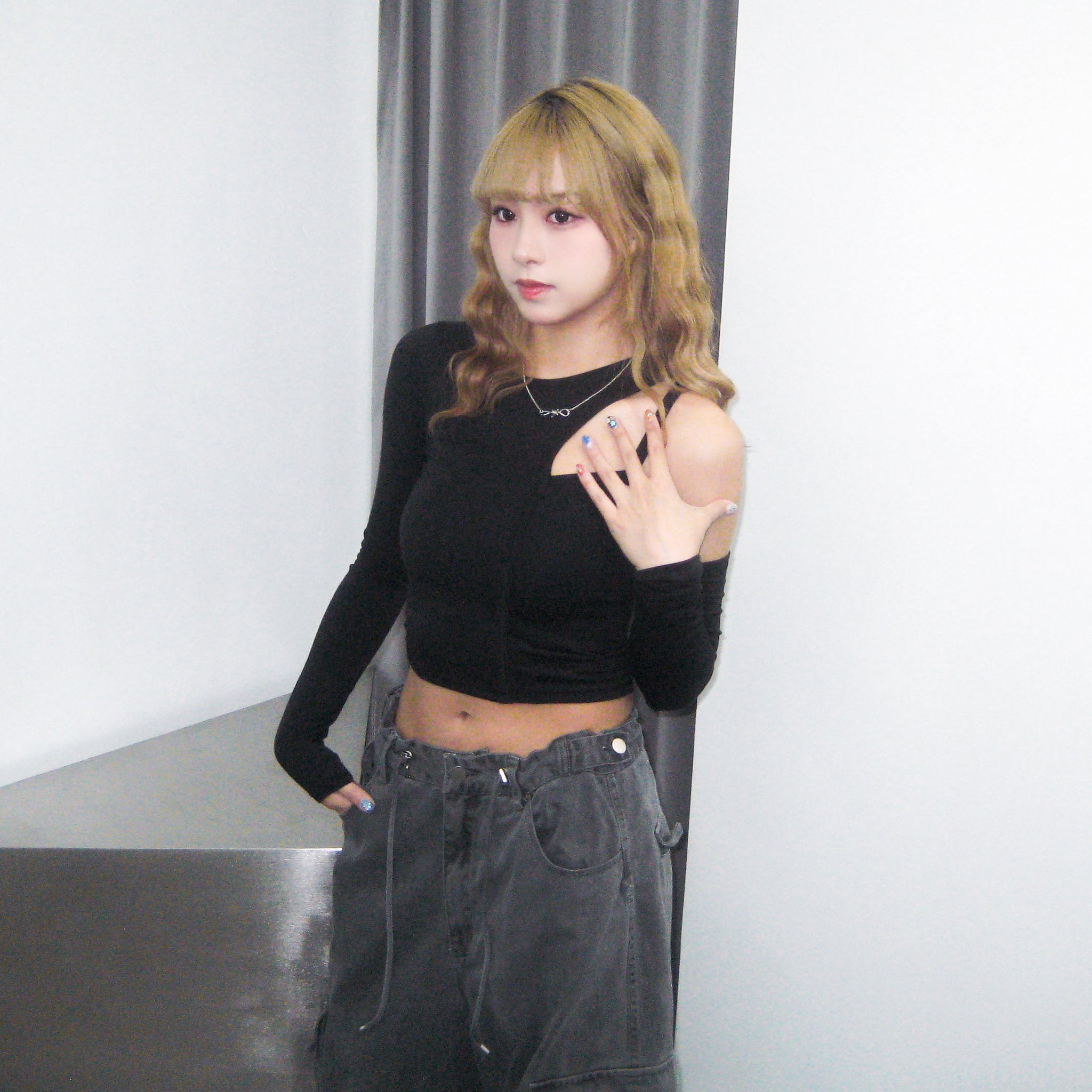 [HOT] UNBALANCE LONG SLEEVE/ 2色