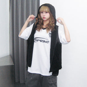 [UNISEX] SEE-THROUGH HOOD ZIP-UP VEST/ 2色