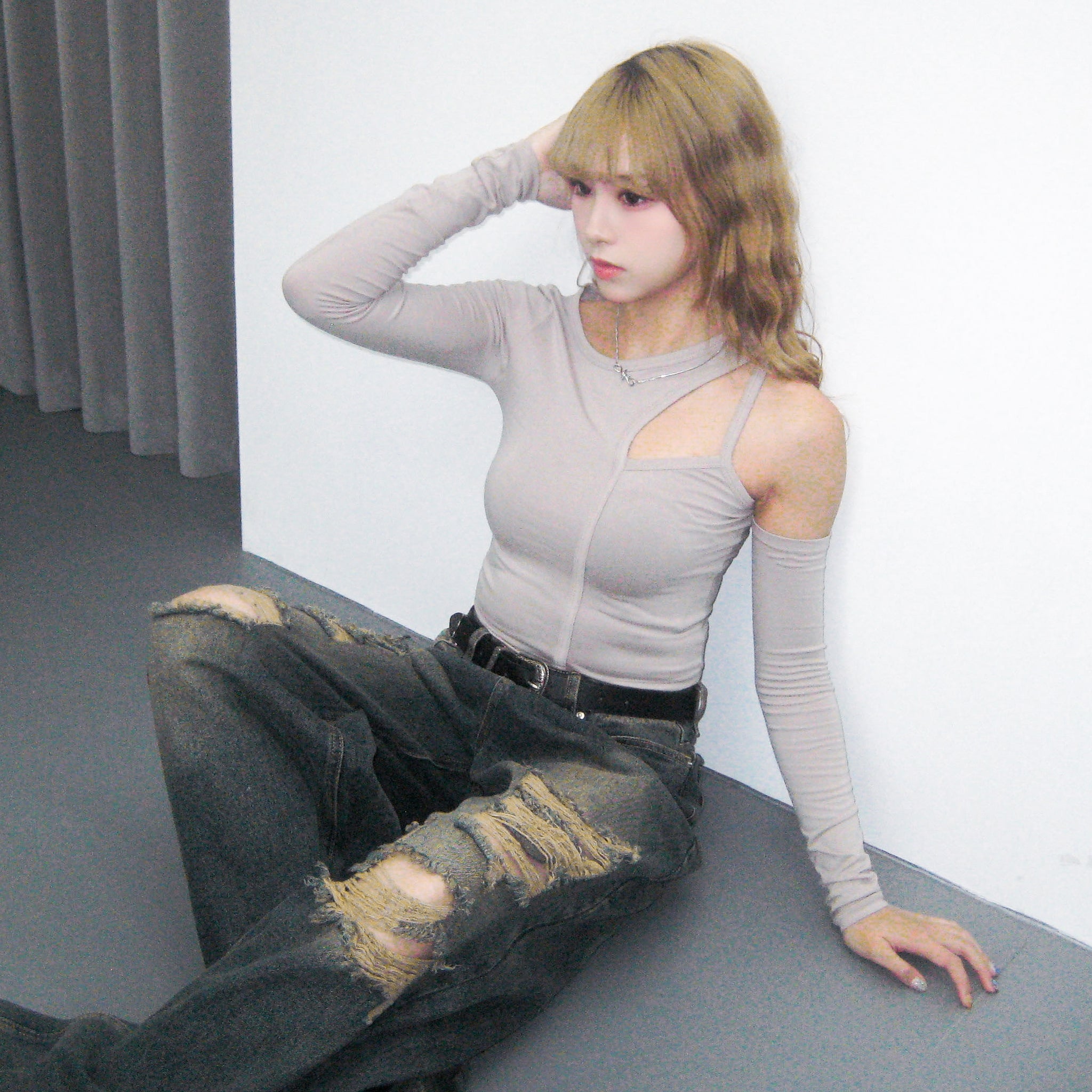 [HOT] UNBALANCE LONG SLEEVE/ 2色