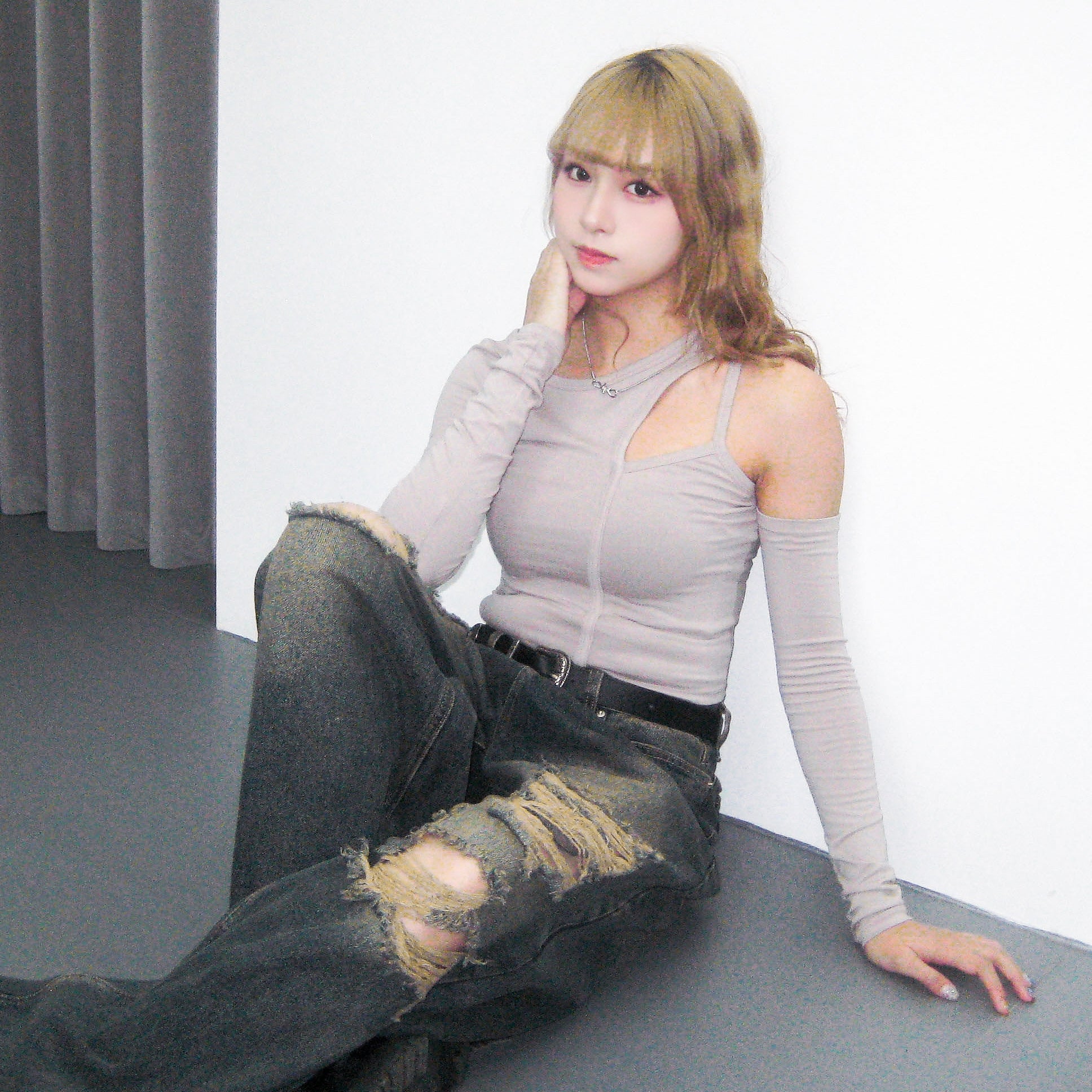 [HOT] UNBALANCE LONG SLEEVE/ 2色