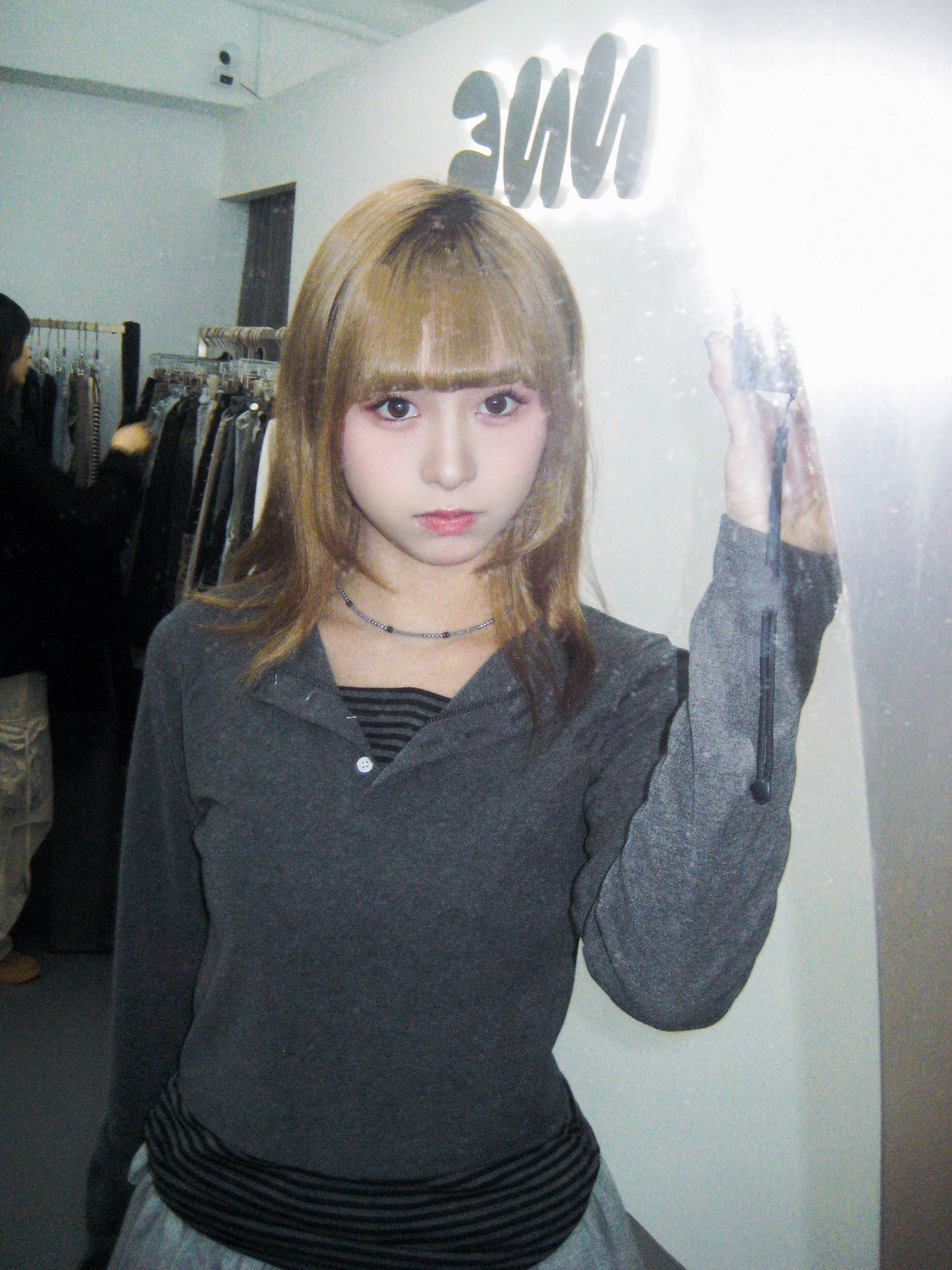假兩件STRIPED BUTTON LAYERED LONG SLEEVE/ 2色