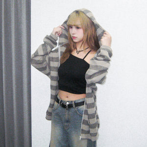 [UNISEX] 春夏適用!! 橫間半透帽款外套/ 2色