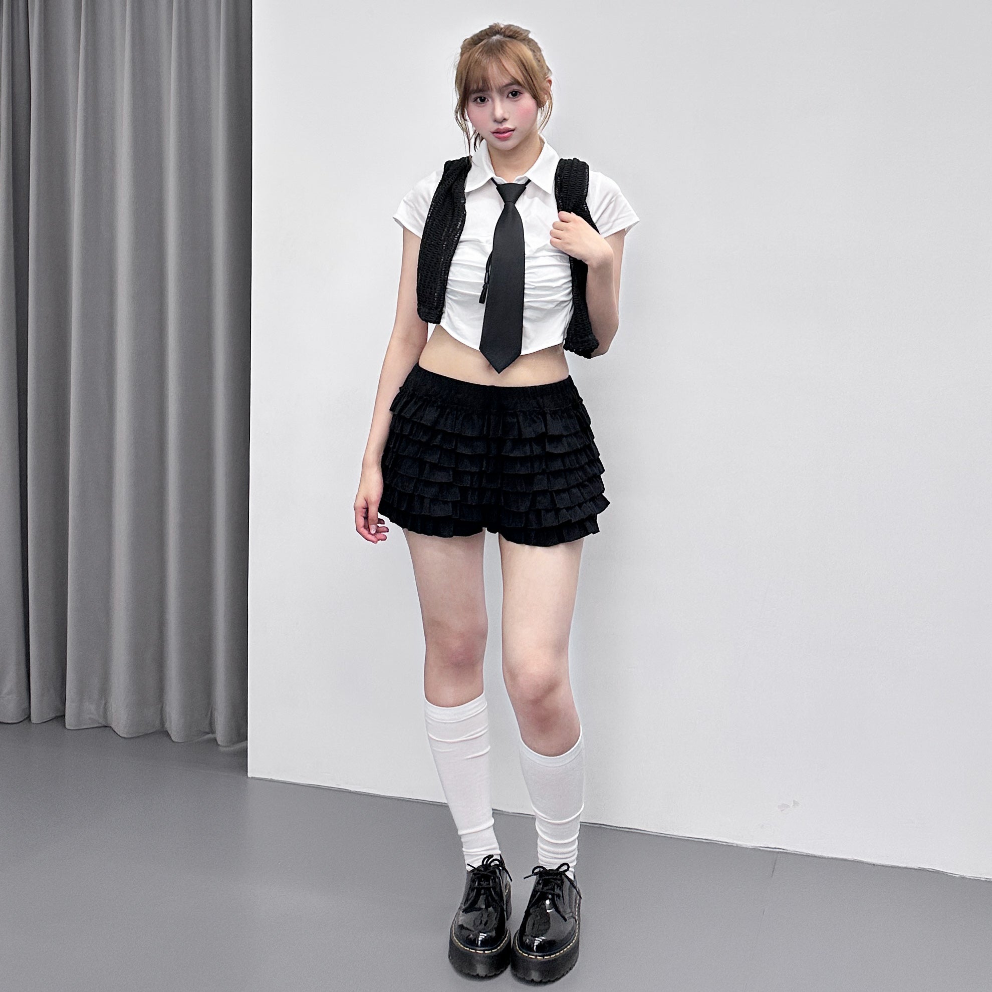 [HOT] BUTTON NET CARDIGAN/ 2色
