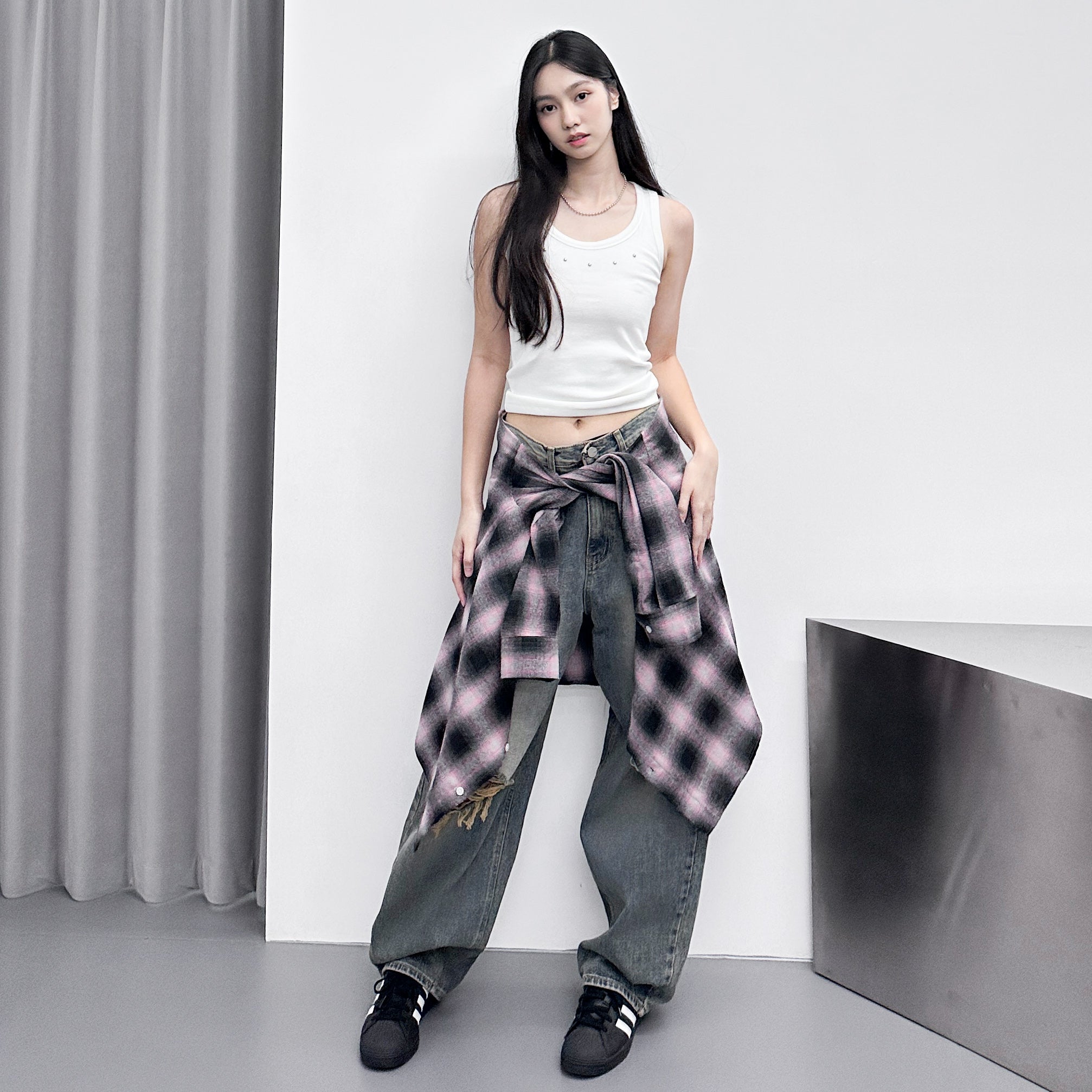 [細腰圍OK] DAMAGE WASHING BALLOON DENIM PANTS/ 1色