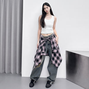 [細腰圍OK] DAMAGE WASHING BALLOON DENIM PANTS/ 1色
