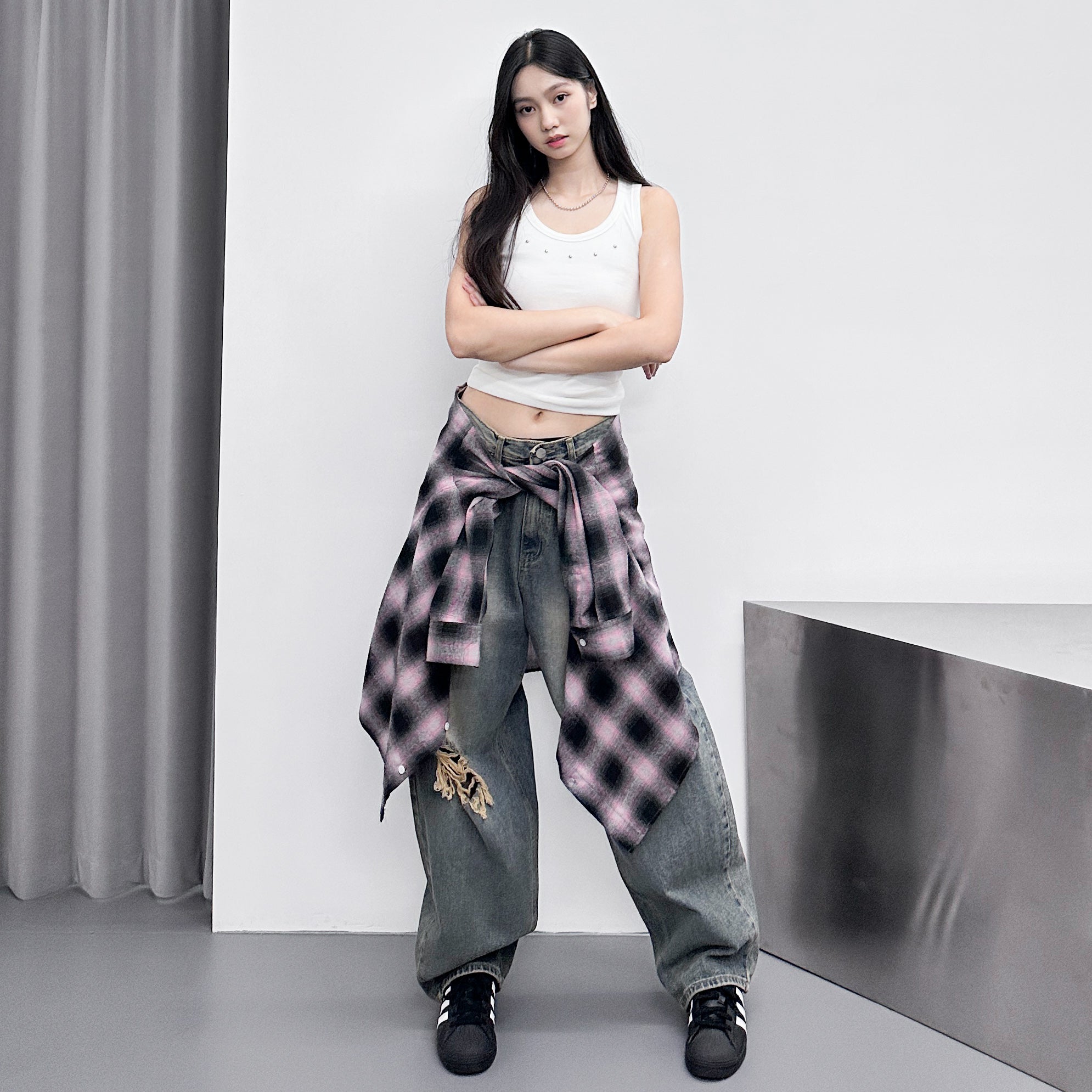 [細腰圍OK] DAMAGE WASHING BALLOON DENIM PANTS/ 1色