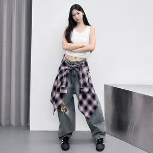 [細腰圍OK] DAMAGE WASHING BALLOON DENIM PANTS/ 1色