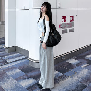 [UNISEX 高個子OK!] 有皮帶位! 可束腳EXTRA WIDE SWEATPANTS/ 1色