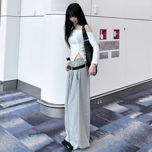 [UNISEX 高個子OK!] 有皮帶位! 可束腳EXTRA WIDE SWEATPANTS/ 1色
