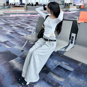 [UNISEX 高個子OK!] 有皮帶位! 可束腳EXTRA WIDE SWEATPANTS/ 1色