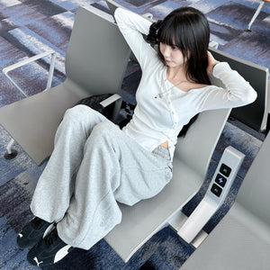 [UNISEX 高個子OK!] 有皮帶位! 可束腳EXTRA WIDE SWEATPANTS/ 1色